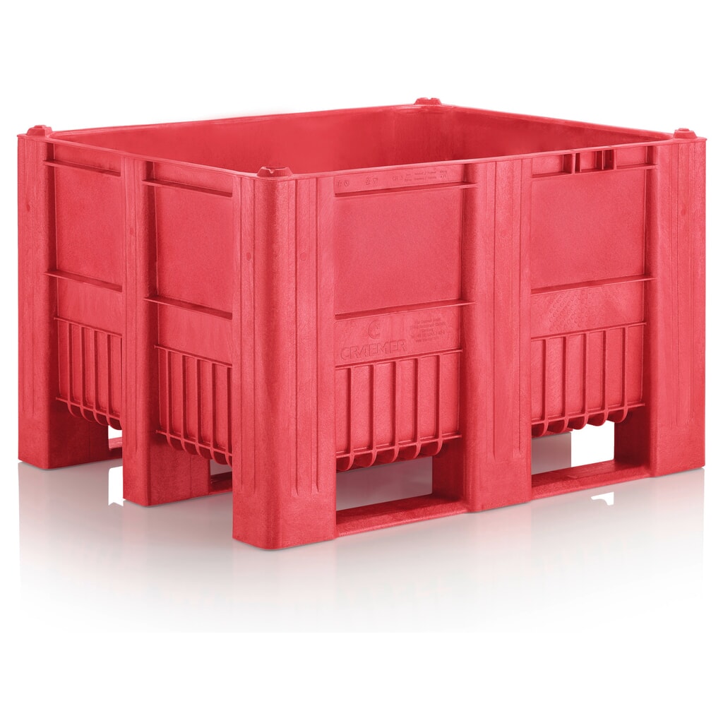 Illustration du produit: Caisse-palette CRAEMER, 1 200 x 1 000 x 760 mm, 3 patins, rouge