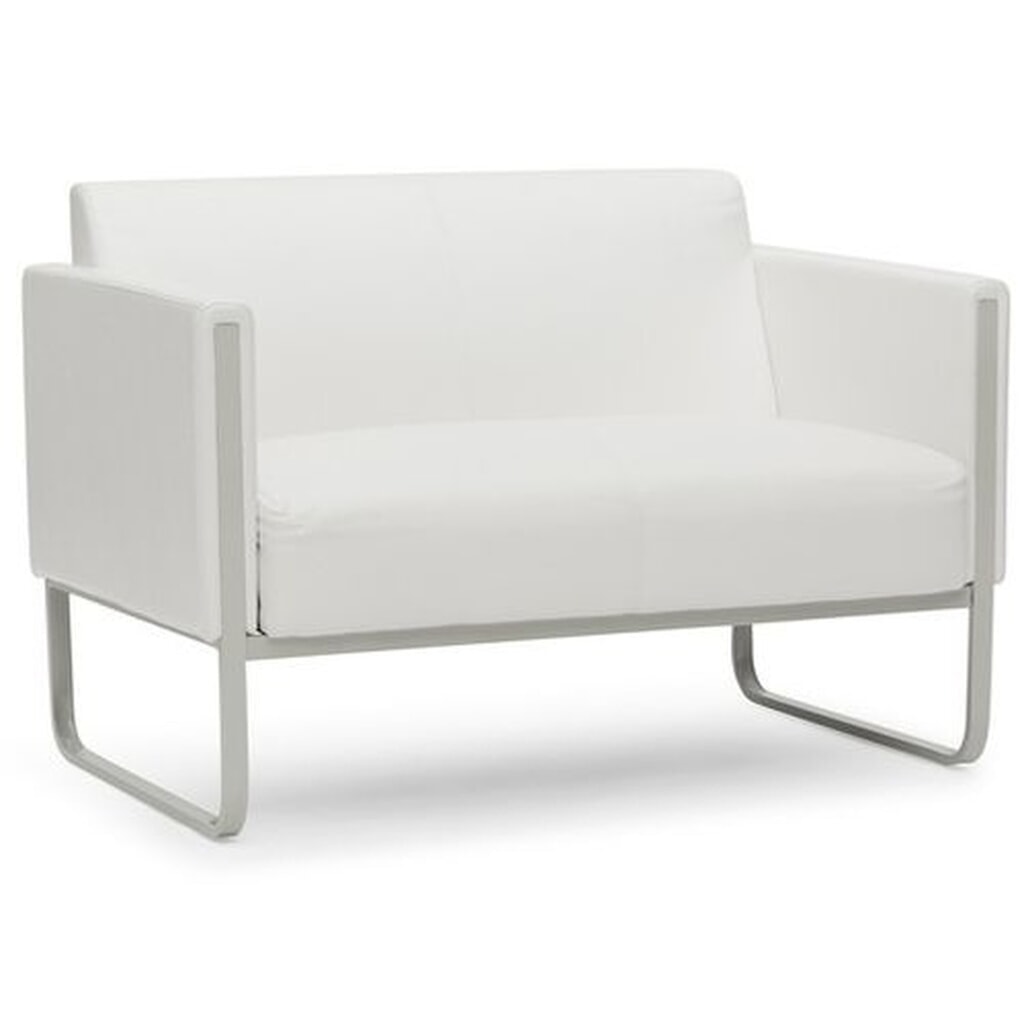 Canapé lounge hjh OFFICE ARUBA piètement gris clair similicuir, 2 places, blanc N° de l'image du produit 3 : Canapé lounge hjh OFFICE ARUBA piètement gris clair similicuir, 2 places, blanc