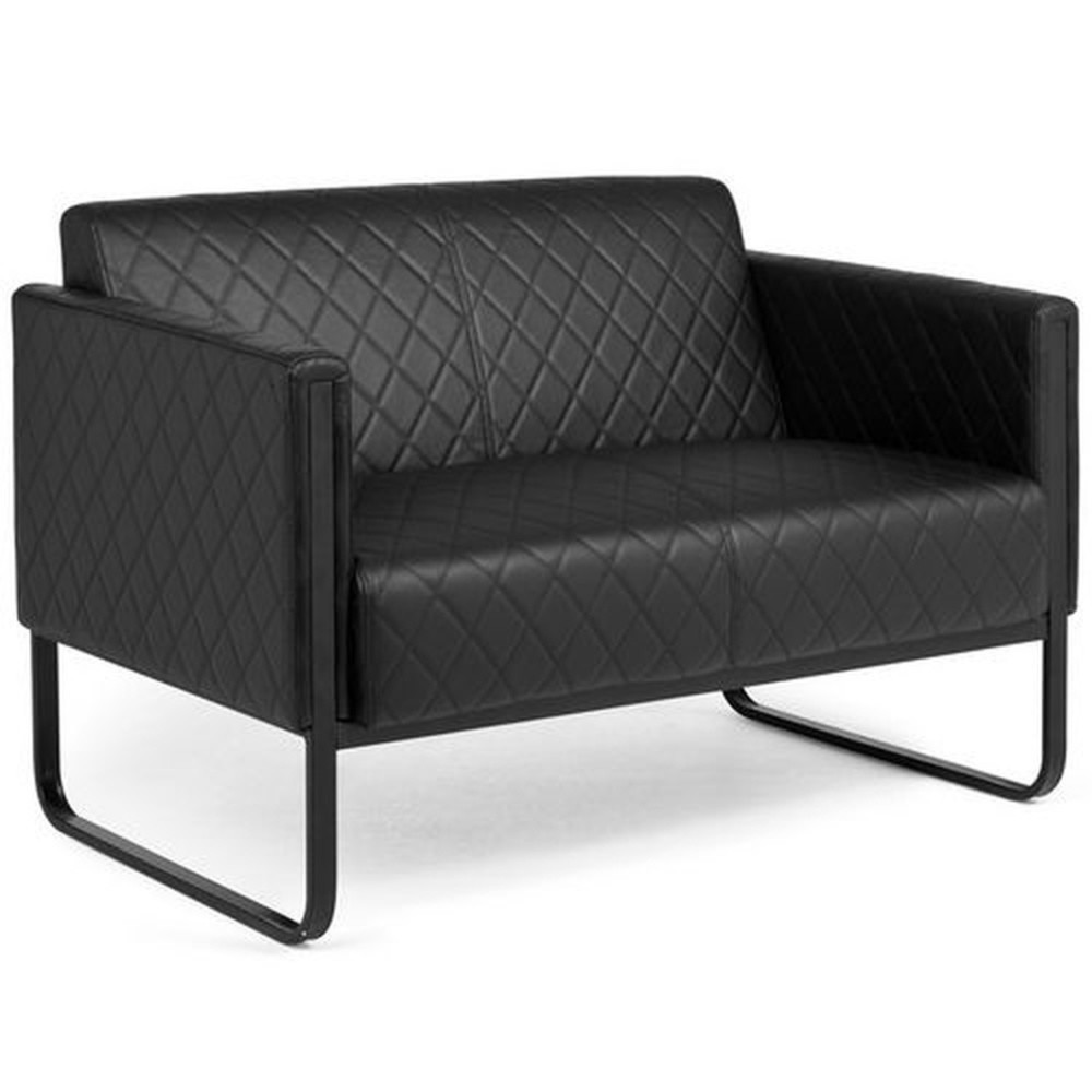 N° de l'image du produit 2 : Canapé lounge hjh OFFICE ARUBA BLACK piètement noir similicuir, 2 places, noir