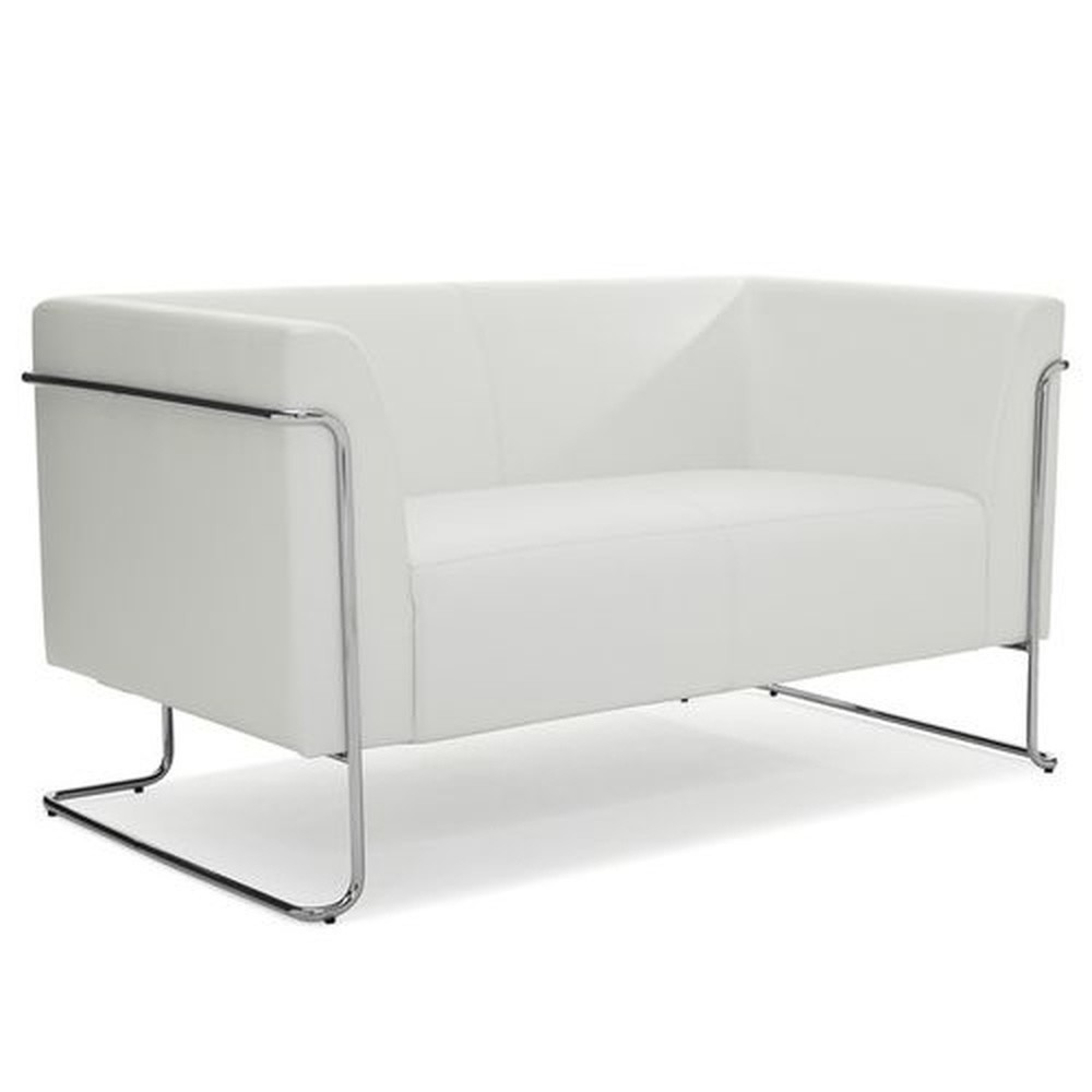 N° de l'image du produit 3 : Canapé lounge hjh OFFICE CURACAO similicuir, 2 places, blanc