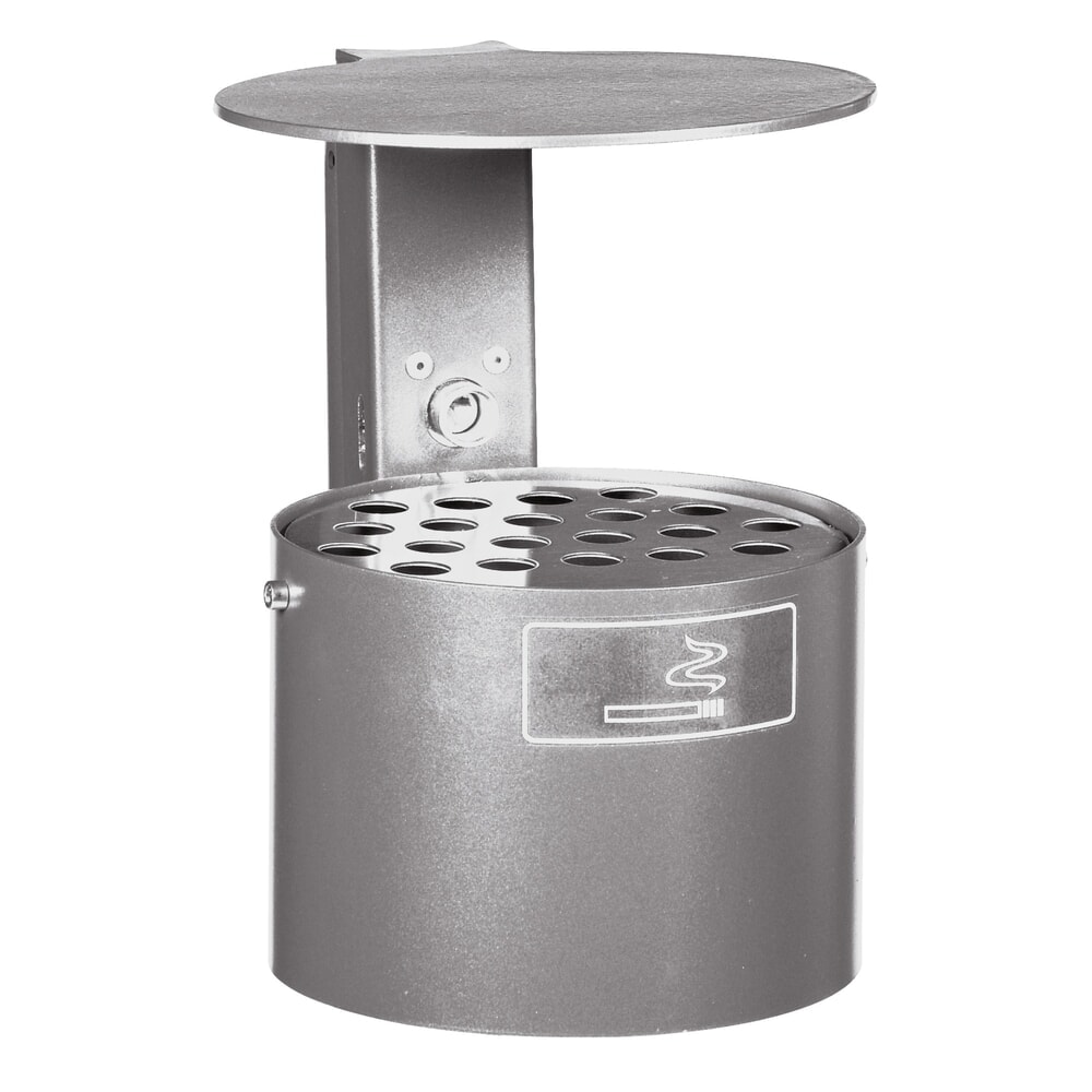 Illustration du produit: RENNER Cendrier rond, sans poteau, avec toit de protection, 4 litres, galvanisé à chaud et revêtu par poudrage, DB 703 paillettes métalliques anthracite