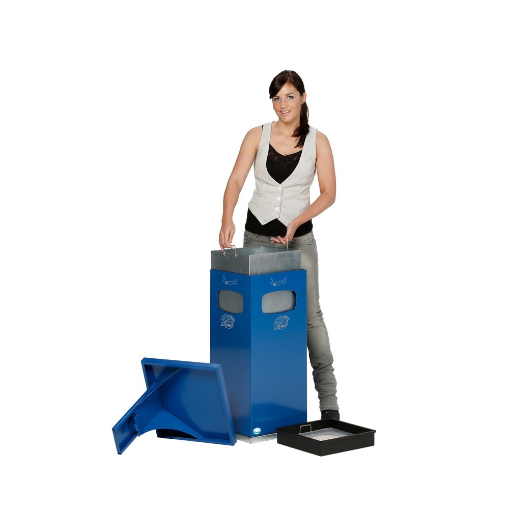 N° de l'image du produit 3 : Cendrier VAR® pour montage au sol, modèle combiné, 38 litres, blanc trafic