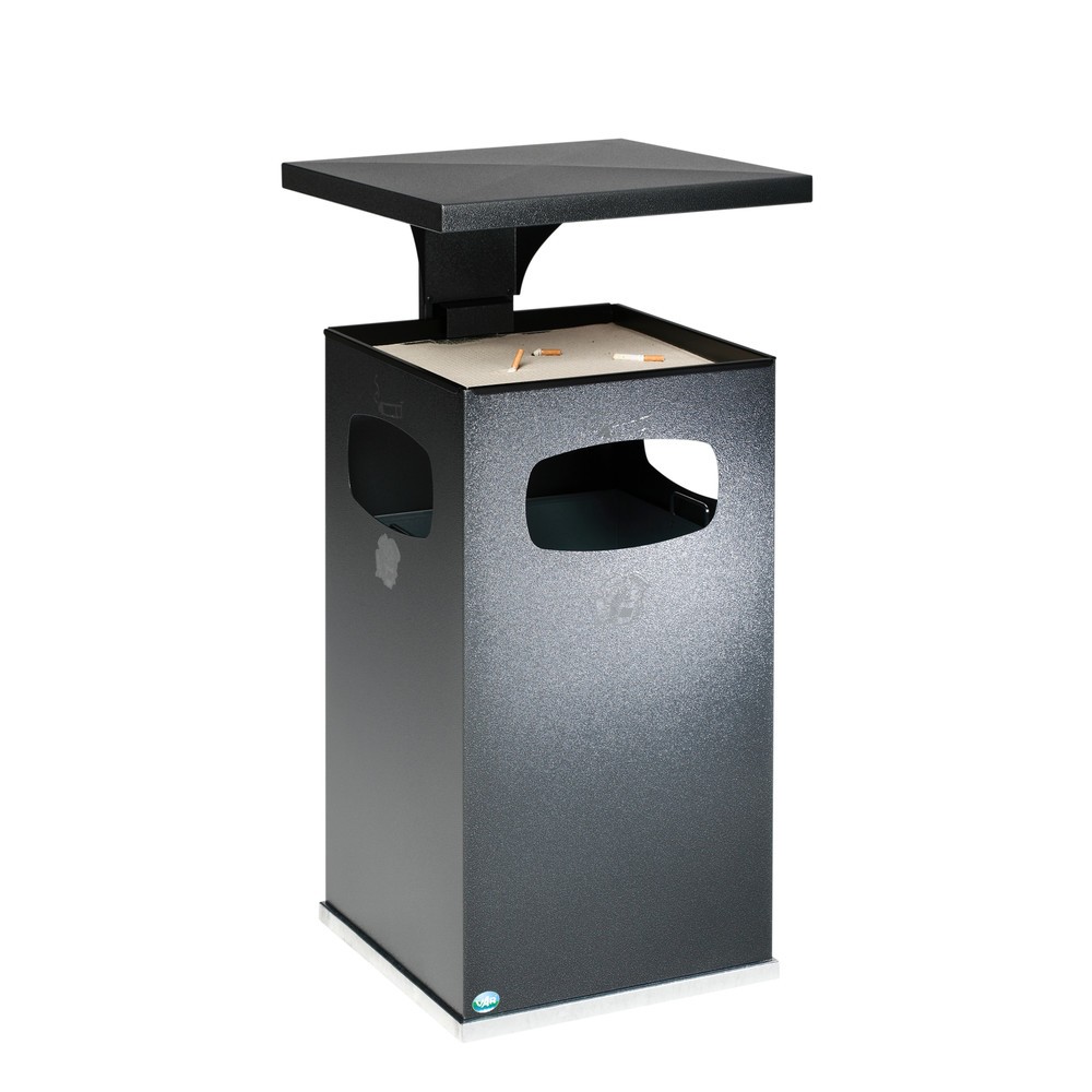 N° de l'image du produit 4 : Cendrier VAR® pour montage au sol, modèle combiné, 38 litres, blanc trafic