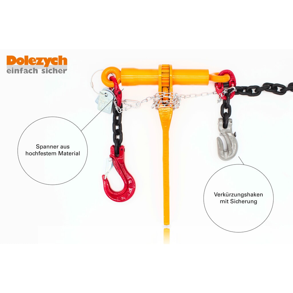 Chaîne d'arrimage de tension Dolezych, 1 pièce, PowerLash avec tendeur à cliquet DORA, 6.300 daN, longueur 6 m N° de l'image du produit 3 : Chaîne d'arrimage de tension Dolezych, 1 pièce, PowerLash avec tendeur à cliquet DORA, 6.300 daN, longueur 6 m