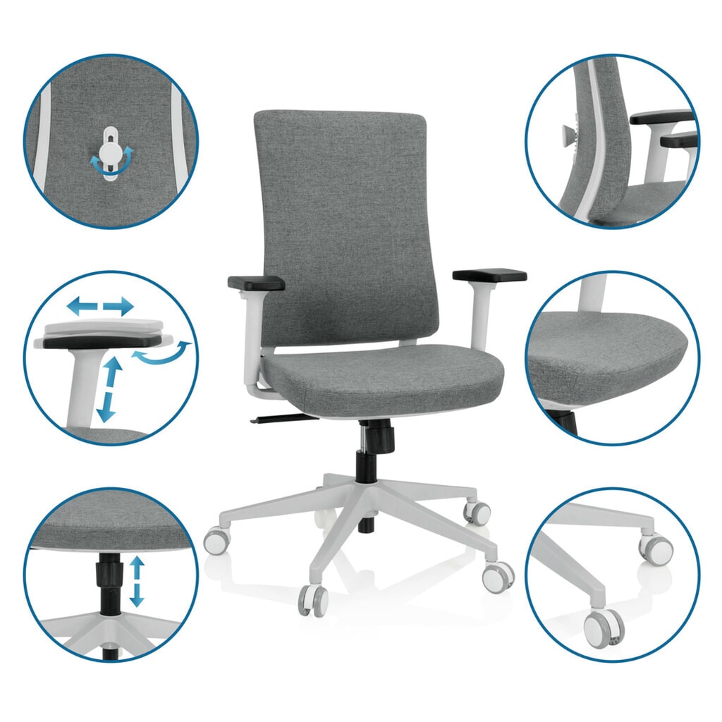 N° de l'image du produit 3 : Chaise de bureau / chaise pivotante hjh OFFICE COMFIO WP tissu, gris