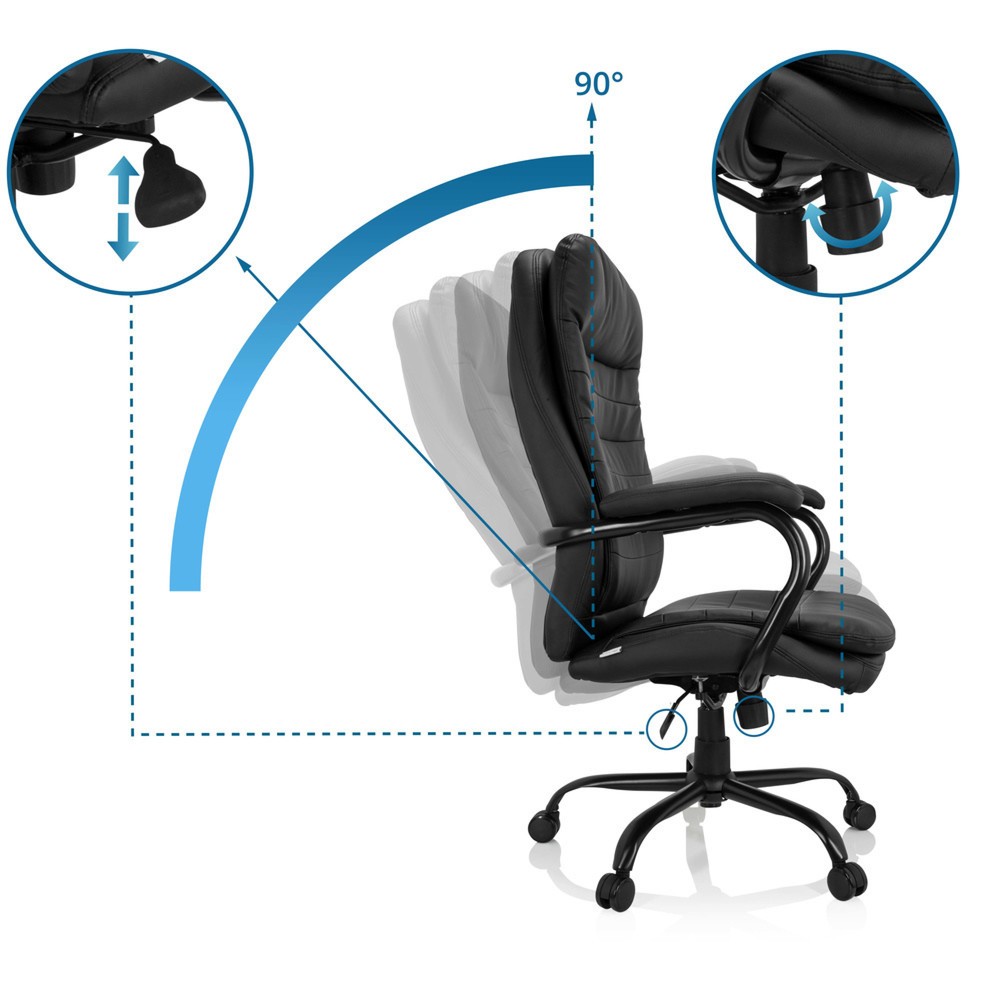 N° de l'image du produit 2 : Chaise de bureau / fauteuil de direction hjh OFFICE RELAX XXL B PU, noir