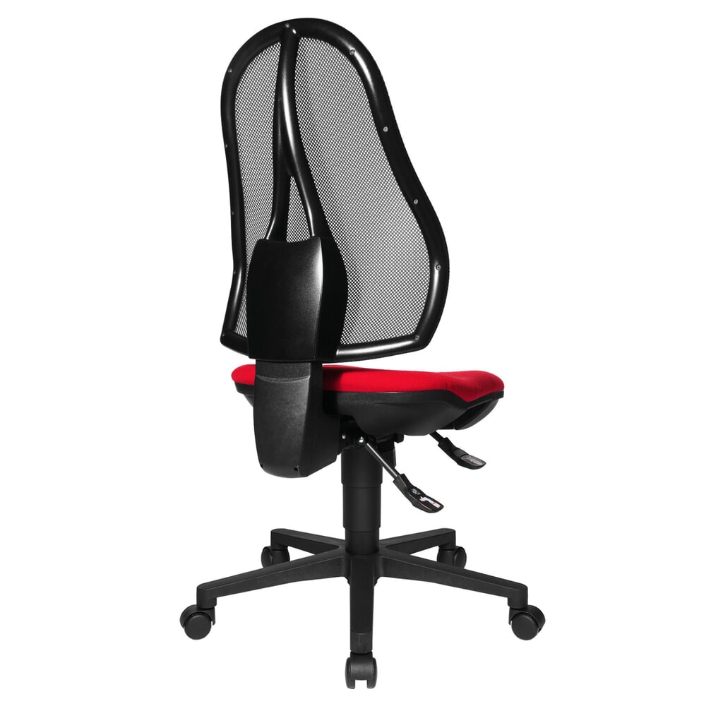 Chaise de bureau pivotante Topstar® Open Point Syncro, chaise ergonomique, dossier en mesh, rouge N° de l'image du produit 5 : Chaise de bureau pivotante Topstar® Open Point Syncro, chaise ergonomique, dossier en mesh, rouge