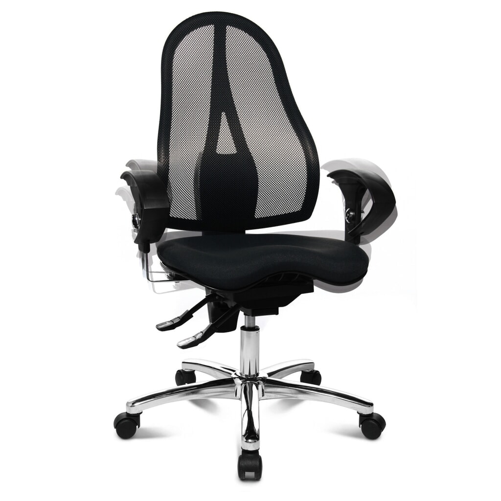N° de l'image du produit 5 : Chaise de bureau pivotante Topstar® Ortho 15, dossier en mesh, accoudoirs réglables en hauteur, noir