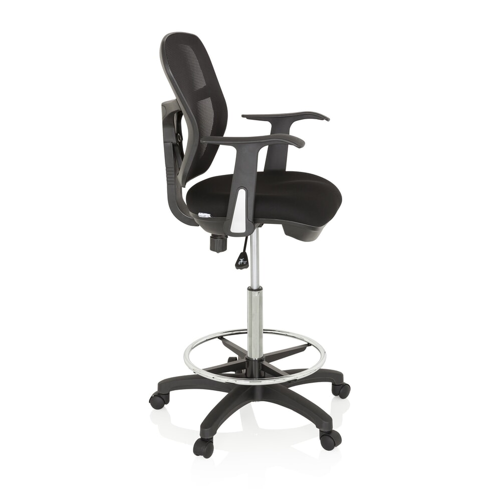 N° de l'image du produit 3 : Siège de travail / siège de comptoir hjh OFFICE TOP WORK 108 tissu/maille, noir