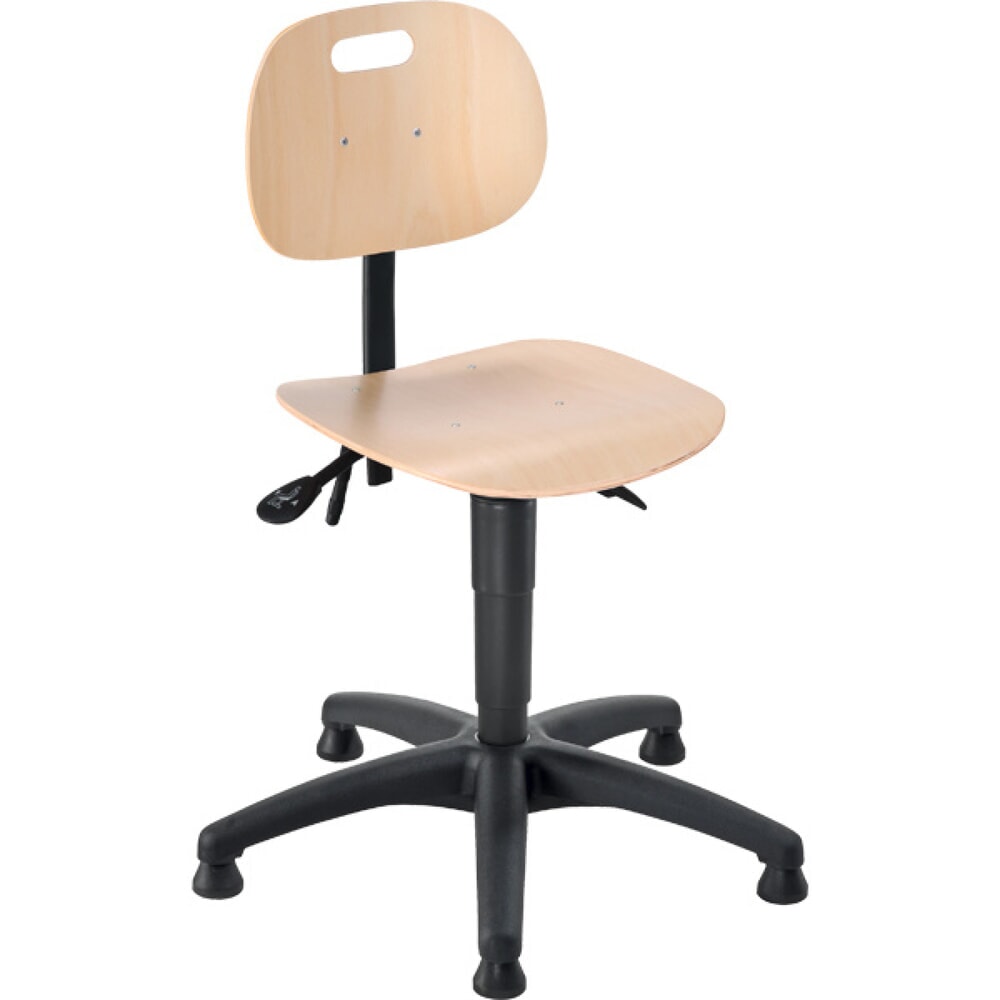 N° de l'image du produit 1 : Chaise de travail pivotante Ability en hêtre, hauteur d’assise 460-600 mm, base plastique, patins