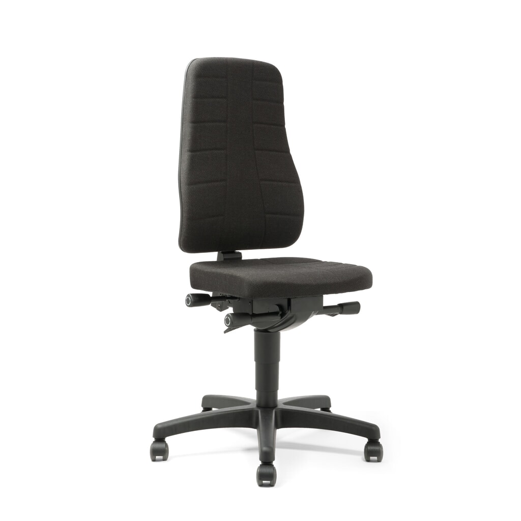 Illustration du produit: Chaise de travail pivotante bimos All-In-One Highline, tissu, avec roulettes, noir
