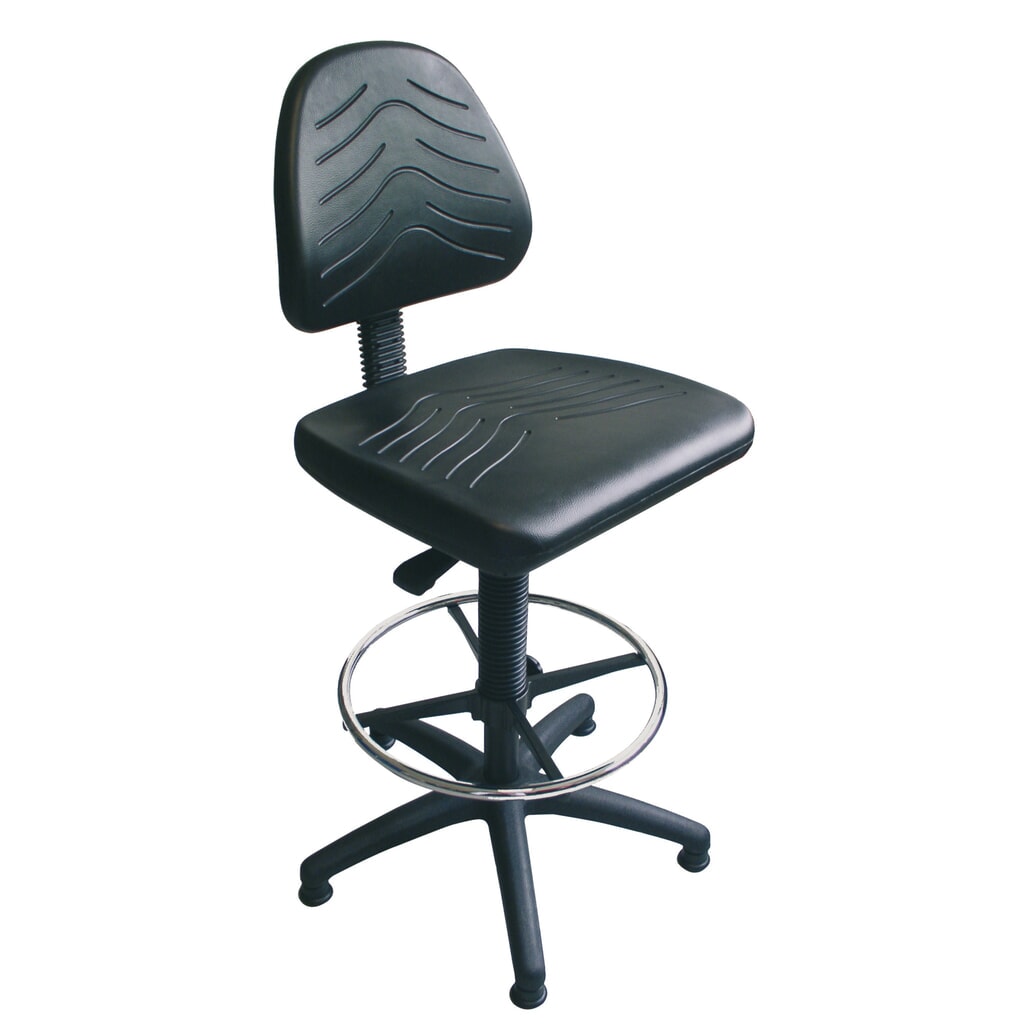 Illustration du produit: Chaise de travail pivotante Confort, rembourrage en tissu, hauteur d’assise 520-710 mm, base plastique, patins, anneau repose-pied