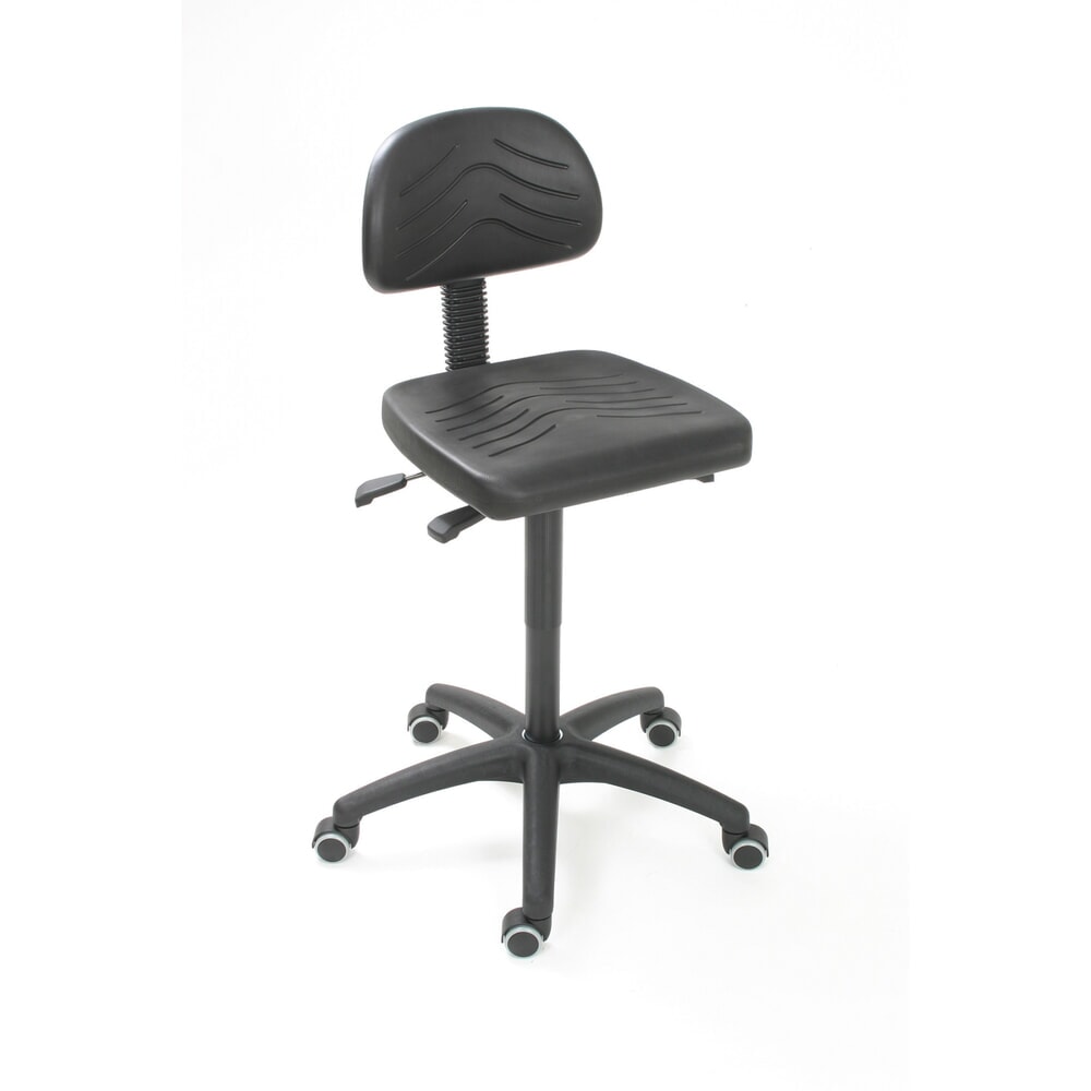 Illustration du produit: Chaise de travail pivotante HEMMDAL Easy en polyuréthane, hauteur d'assise 450-650 mm, base en plastique, roulettes
