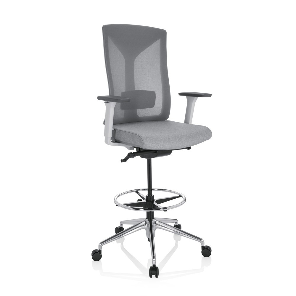 N° de l'image du produit 2 : Siège de travail / tabouret de travail hjh OFFICE HALIFAX WORK tissu/maille, gris