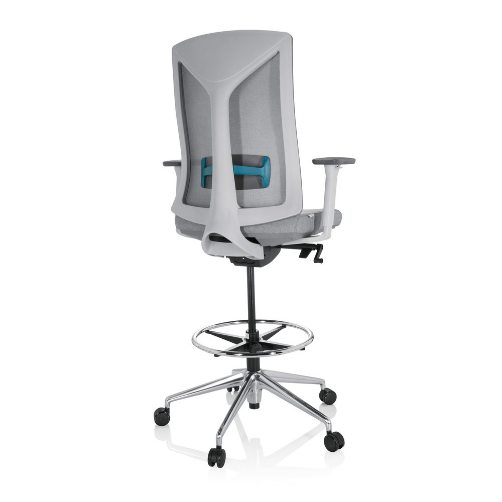 N° de l'image du produit 5 : Siège de travail / tabouret de travail hjh OFFICE HALIFAX WORK tissu/maille, gris