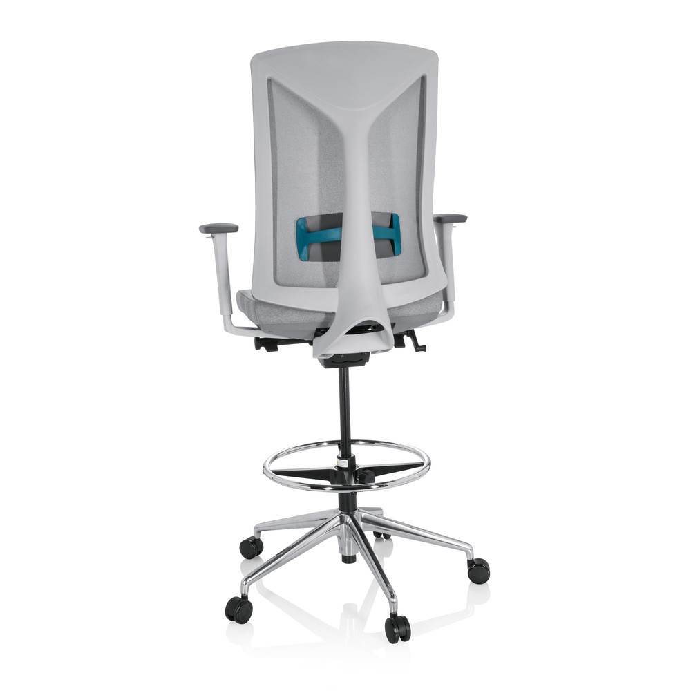 N° de l'image du produit 6 : Siège de travail / tabouret de travail hjh OFFICE HALIFAX WORK tissu/maille, gris