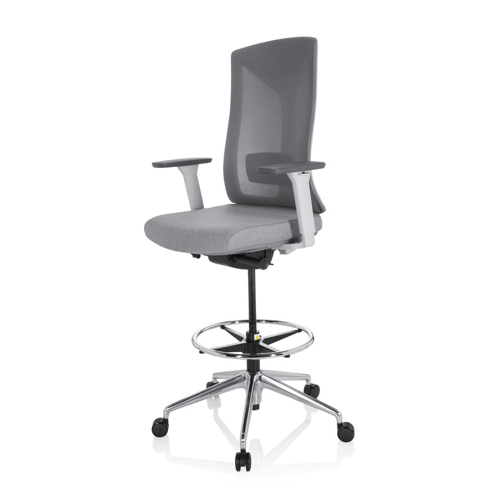 N° de l'image du produit 9 : Siège de travail / tabouret de travail hjh OFFICE HALIFAX WORK tissu/maille, gris