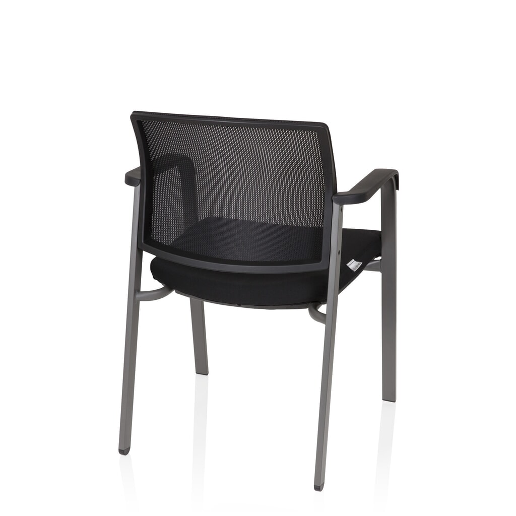 N° de l'image du produit 8 : Chaise-visiteur / chaise de conférence hjh OFFICE MEET gris maille/tissu, noir