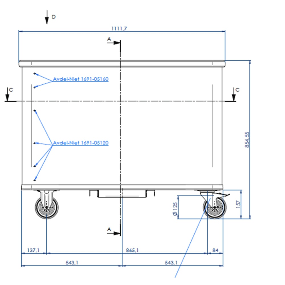 N° de l'image du produit 4 : Chariot à plateau sur ressort en aluminium, volume 380 litres
