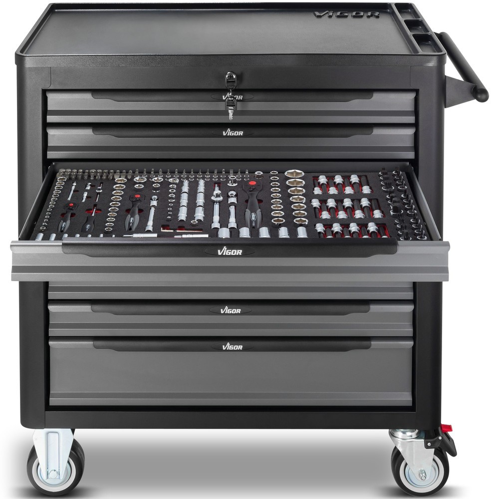 N° de l'image du produit 2 : Chariot à outils VIGOR® 1000 XL, 8 tiroirs, vide