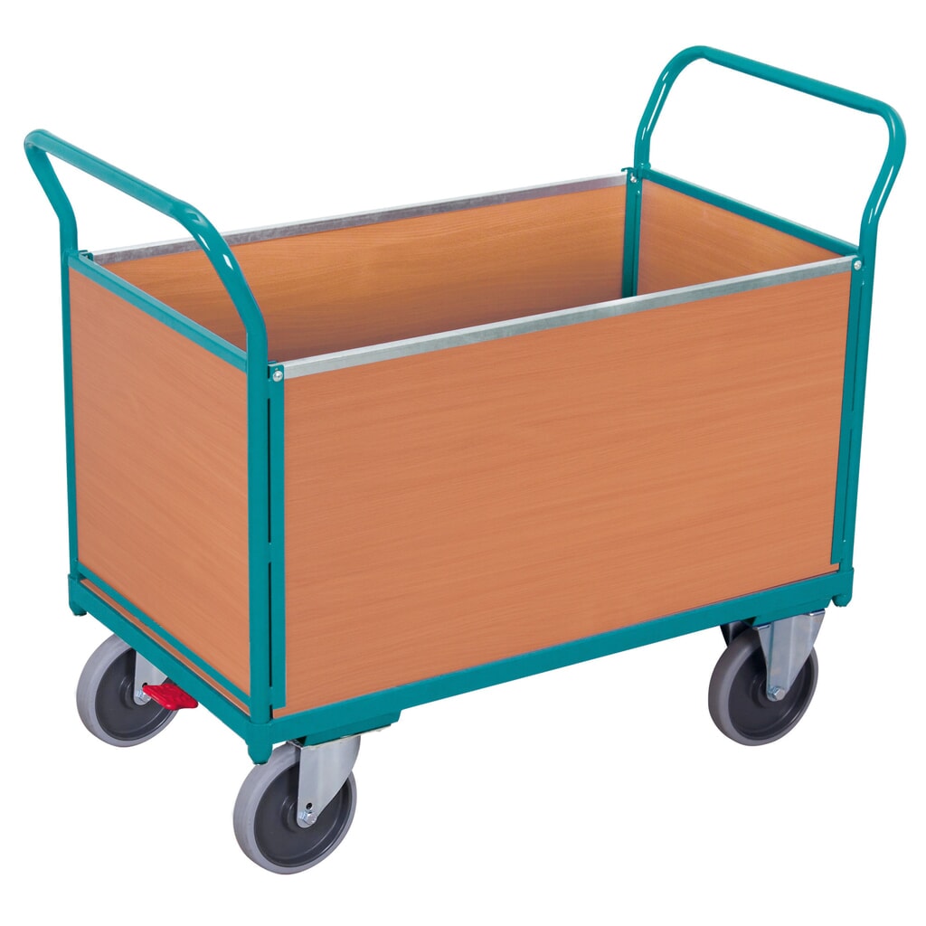 Illustration du produit: Chariot à plate-forme Ameise®, 4 côtés avec parois en bois, surface de chargement l x P 652 x 1 000 mm