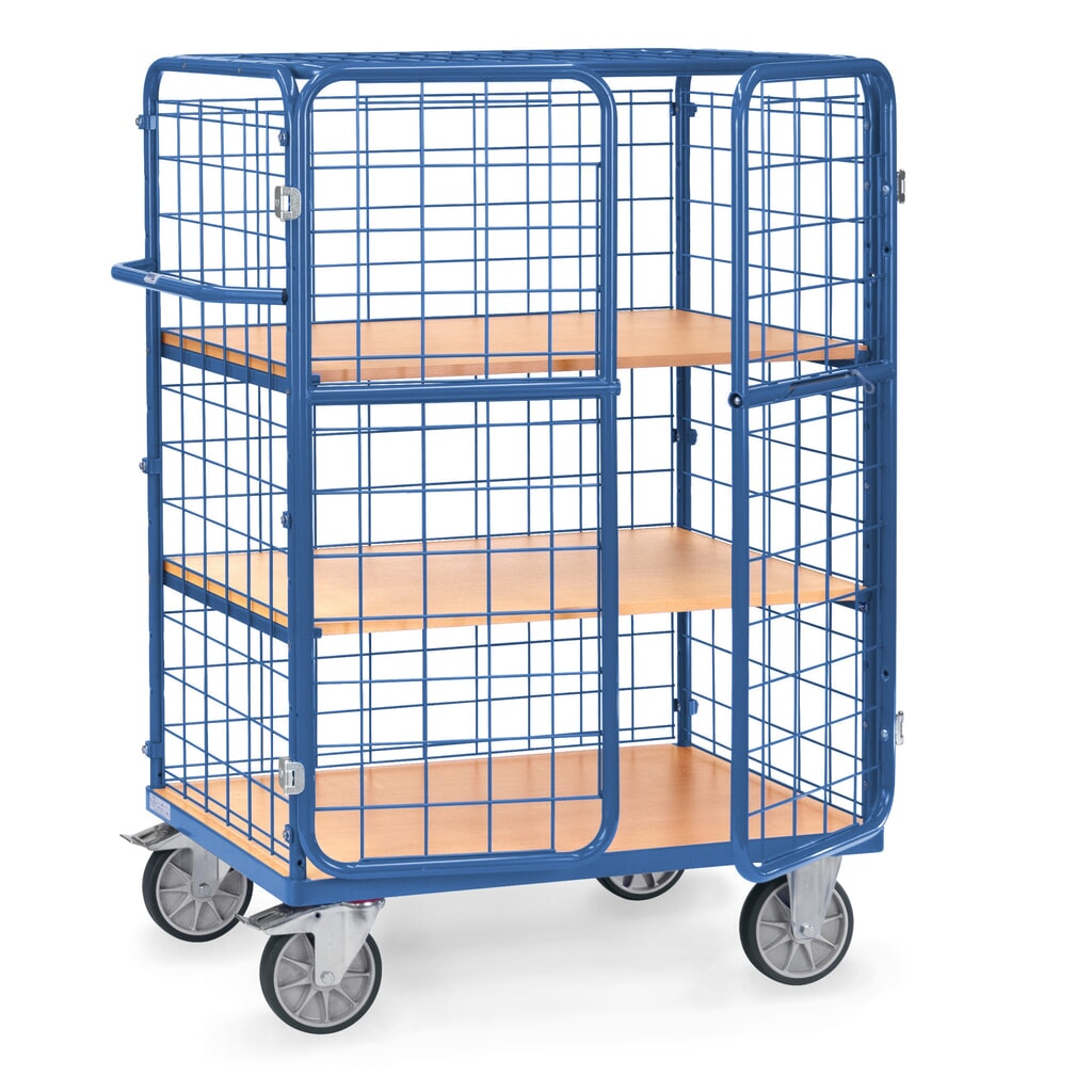 Chariot à plateaux et portes battantes fetra®, capacité de charge 600 kg, 3 plateaux de 1 000 x 600 mm Illustration du produit: Chariot à plateaux et portes battantes fetra®, capacité de charge 600 kg, 3 plateaux de 1 000 x 600 mm