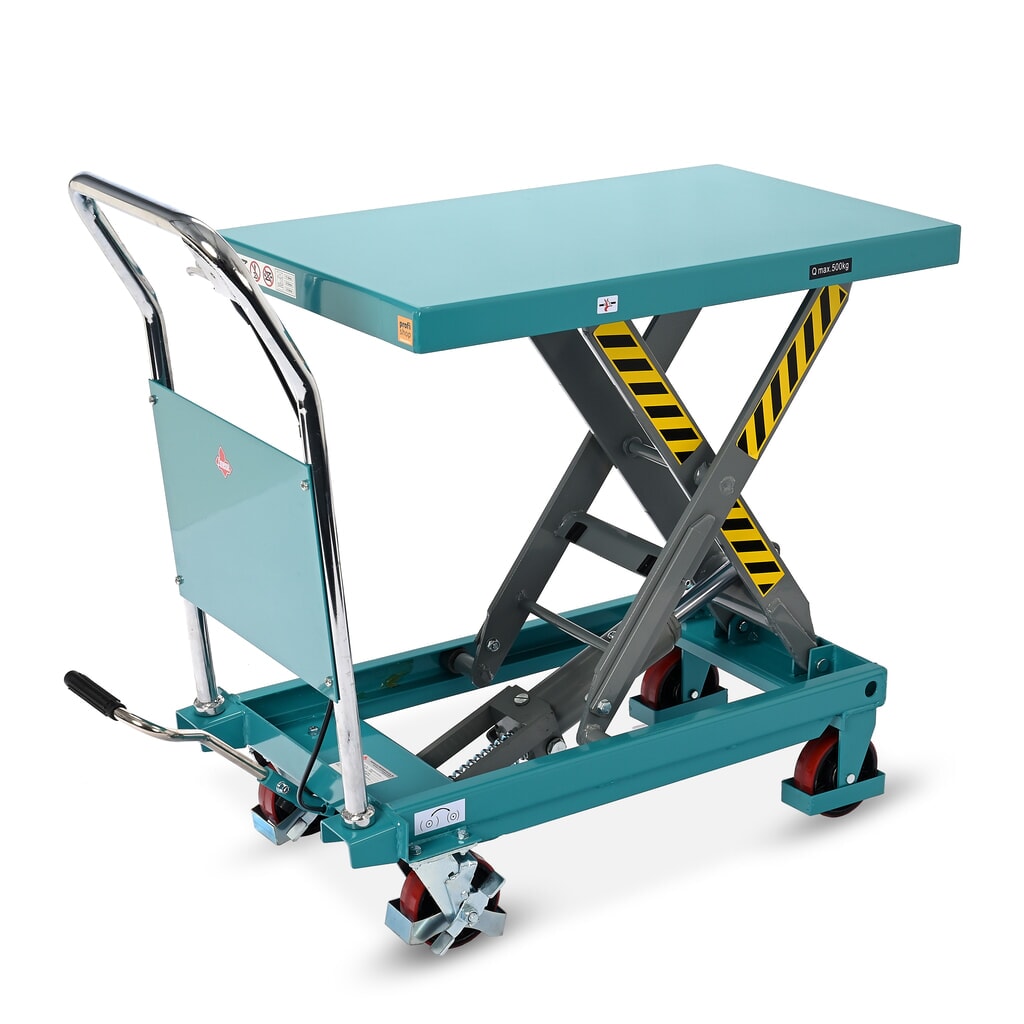 Chariot à table élévatrice à ciseaux Ameise®, arceau fixe, capacité de charge 500 kg, 850 x 500 mm Illustration du produit: Chariot à table élévatrice à ciseaux Ameise®, arceau fixe, capacité de charge 500 kg, 850 x 500 mm