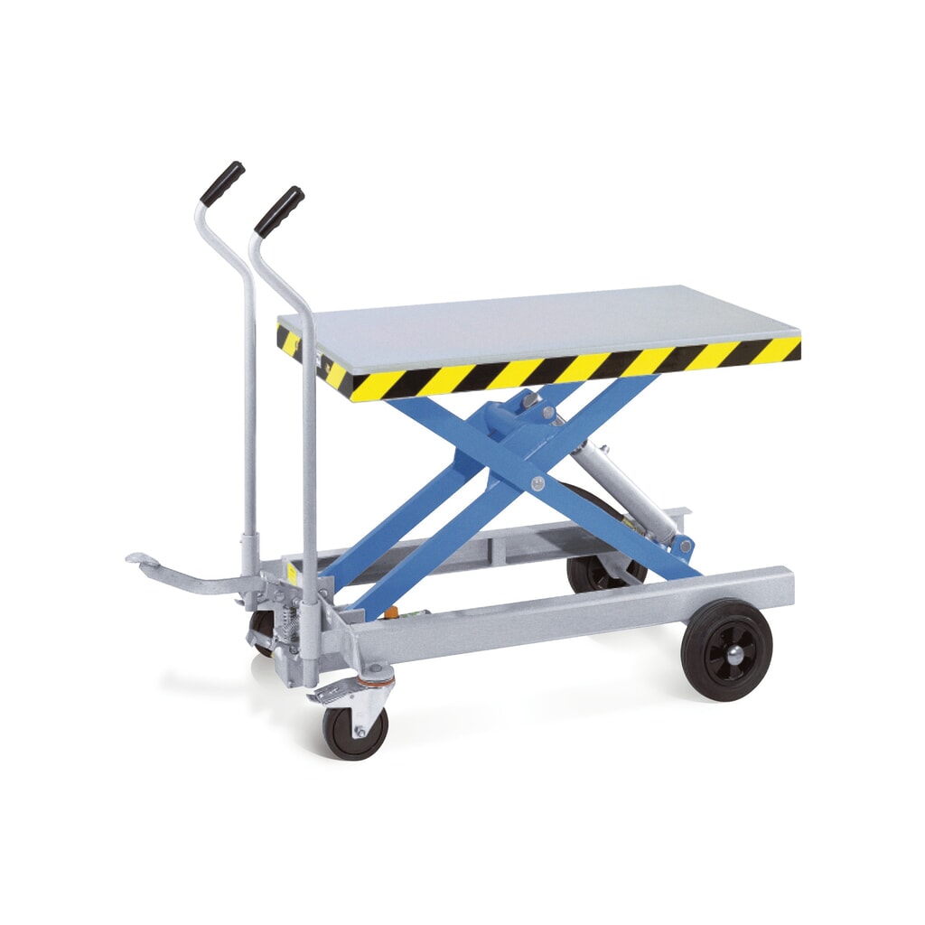 Chariot à table élévatrice à ciseaux, étroit, capacité de charge 500 kg, 975 x 500 mm Illustration du produit: Chariot à table élévatrice à ciseaux, étroit, capacité de charge 500 kg, 975 x 500 mm