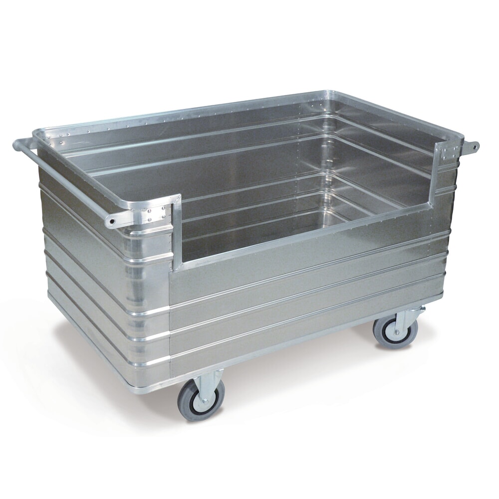 Illustration du produit: Chariot-caisse en aluminium, paroi pleine avec découpe latérale, 945 litres