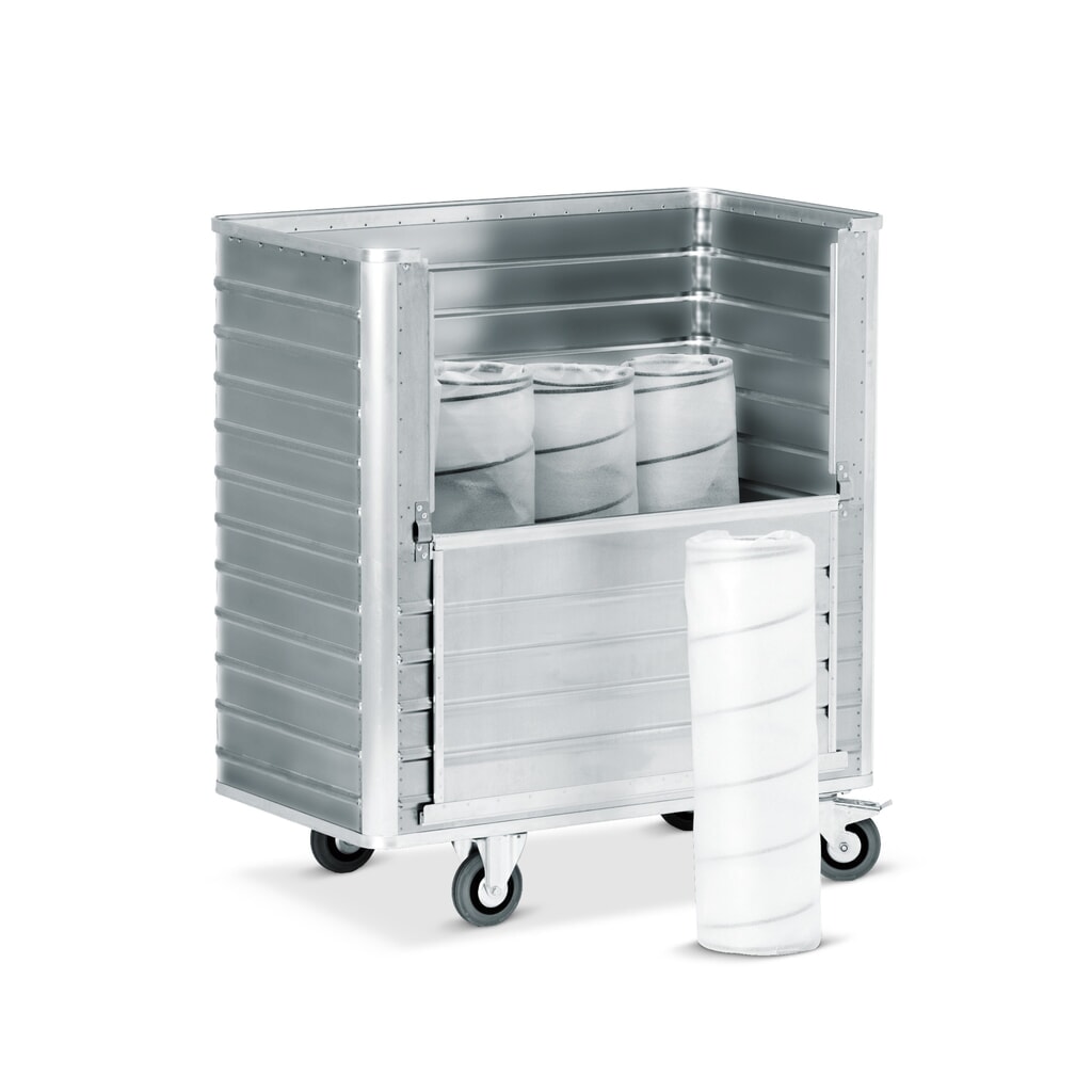 Chariot-caisse en aluminium avec paroi semi-rabattable, 355 litres N° de l'image du produit 4 : Chariot-caisse en aluminium avec paroi semi-rabattable, 355 litres