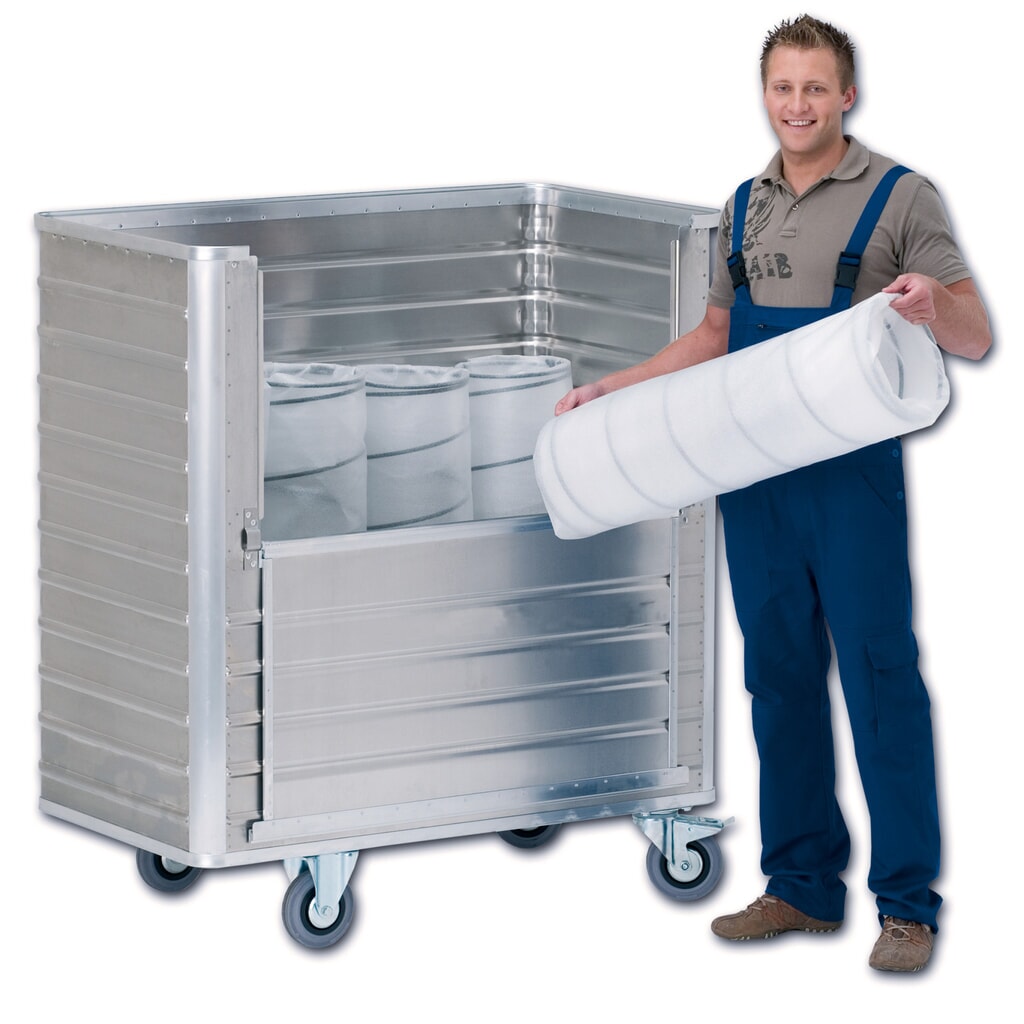 N° de l'image du produit 3 : Chariot-caisse en aluminium avec paroi semi-rabattable, 355 litres