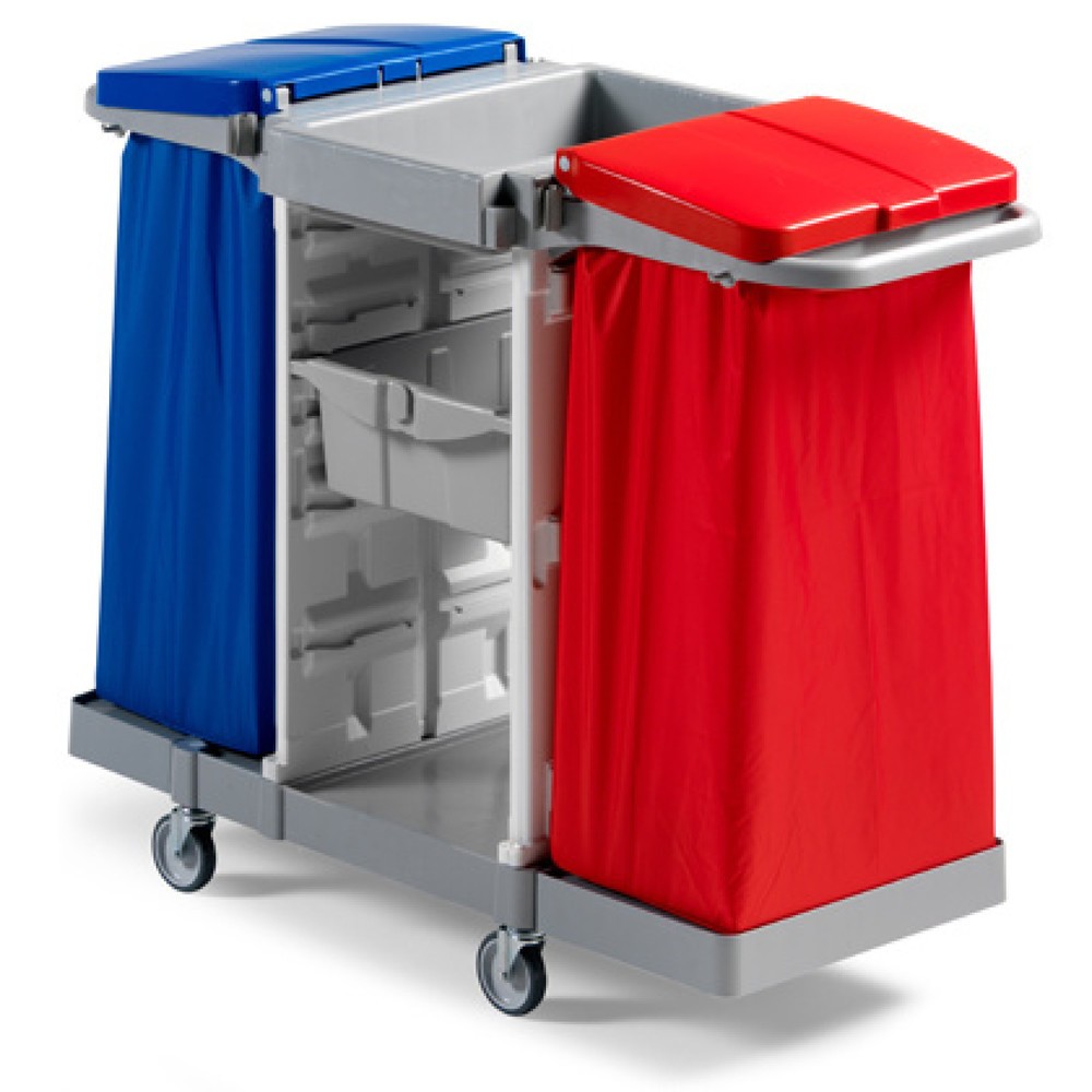 Illustration du produit: Chariot de ménage Duo, 2 cadres support pour sacs de 120 litres, 2 corbeilles