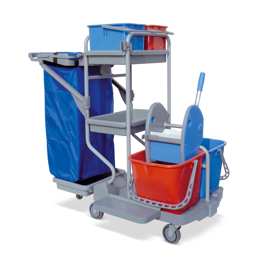 Chariot-système Harema®, seaux 2 x 9 litres + 2 x 15 litres, avec support en plastique Illustration du produit: Chariot-système Harema®, seaux 2 x 9 litres + 2 x 15 litres, avec support en plastique