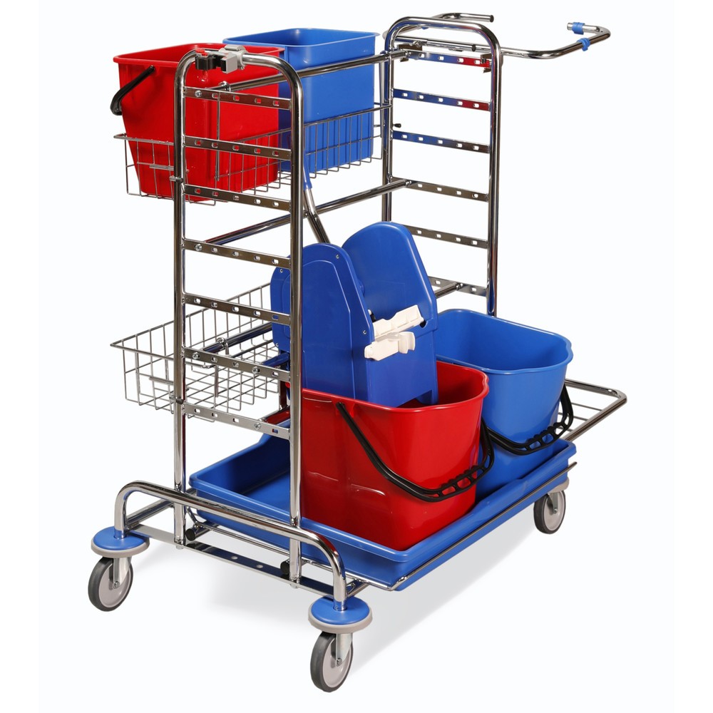 Illustration du produit: Chariot de nettoyage Universel II, chromé, 2 x 15 litres avec presse à serpillière + 2 x 12 litres