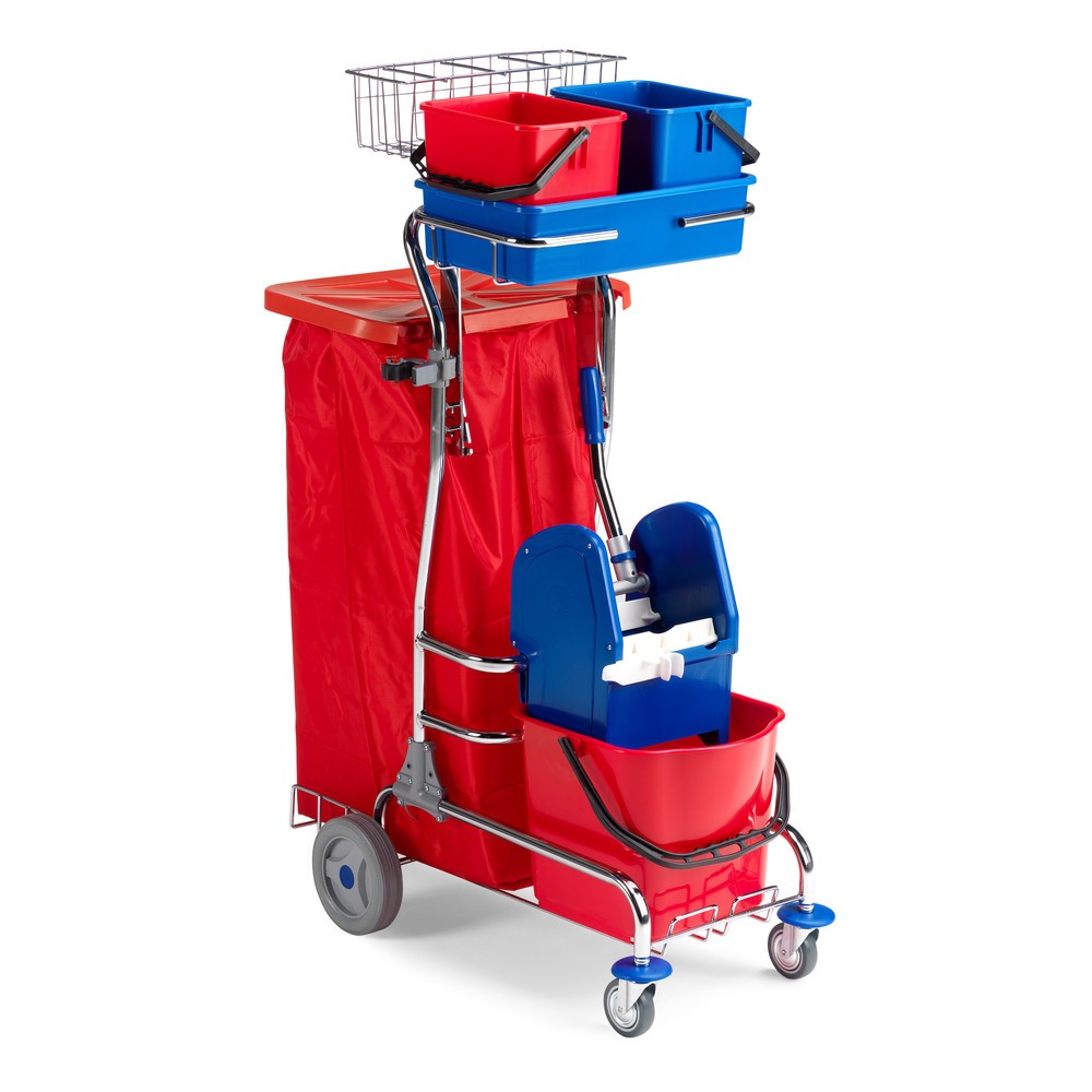 Illustration du produit: Chariot de nettoyage Universal III, chromé, 1 x 15 litres avec presse à serpillière + 2 x 6 litres