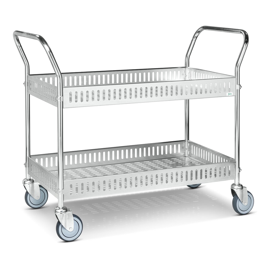 Illustration du produit: Chariot de service, entièrement galvanisée, arceaux hauts, 2 plateaux de 935 x 535 mm