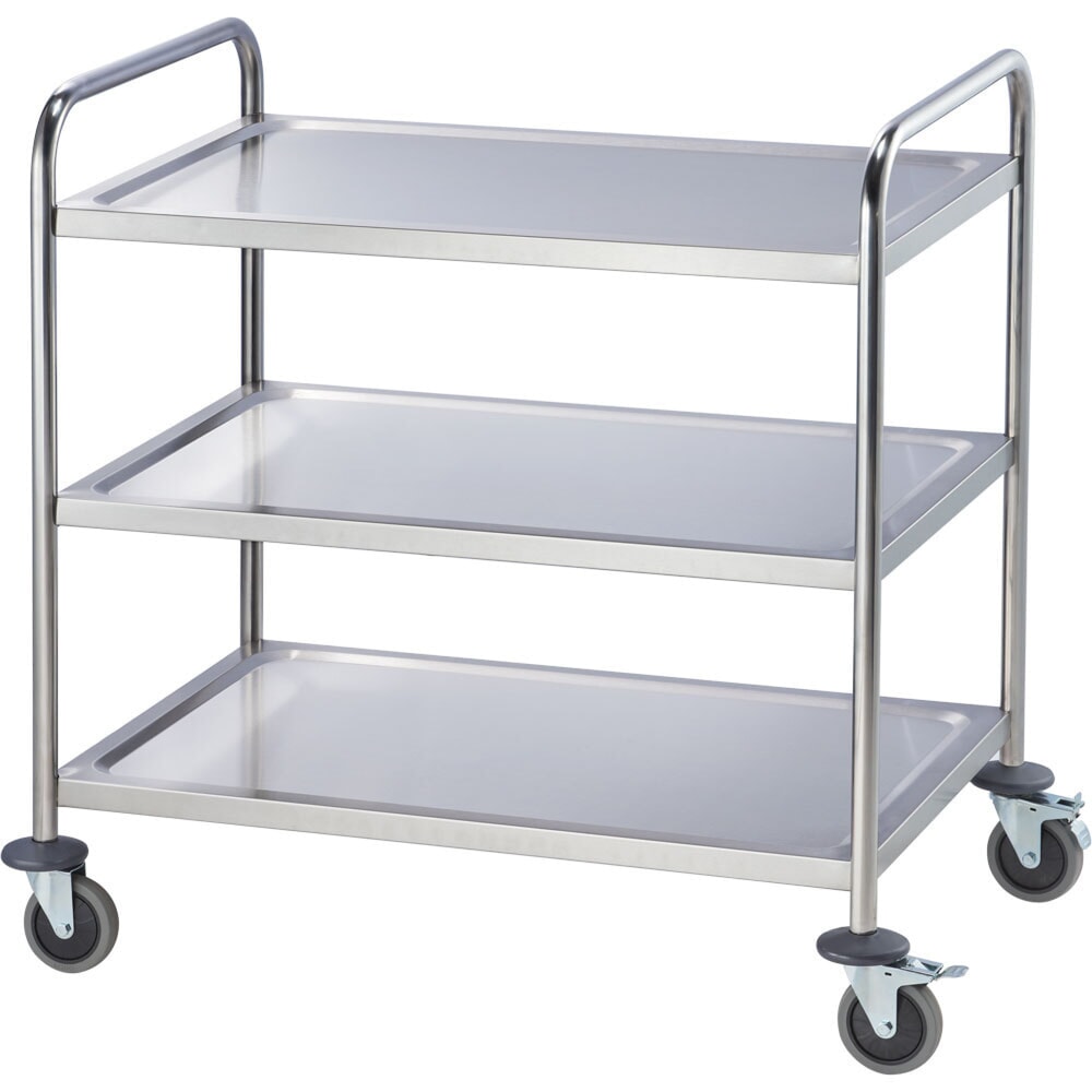 Illustration du produit: Chariot de service Stalgast en acier inoxydable, avec trois étagères, 860 x 540 x 920 mm (L x P x H)