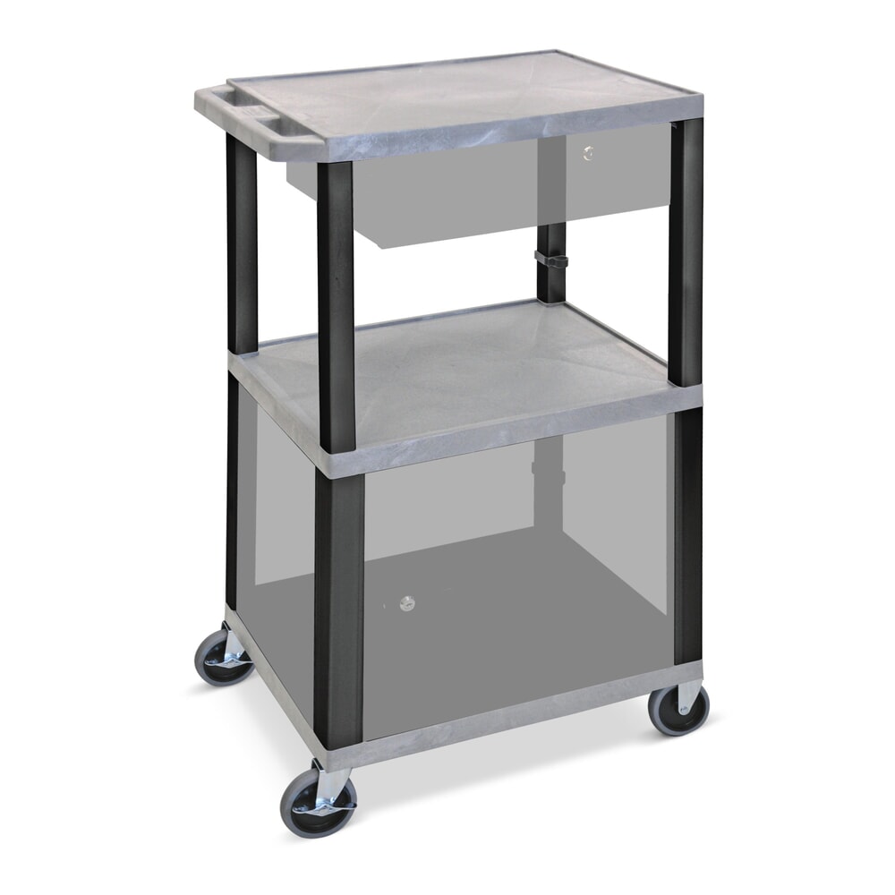 Illustration du produit: Chariot de transport en plastique, 3 niveaux, capacité de charge 150 kg, gris