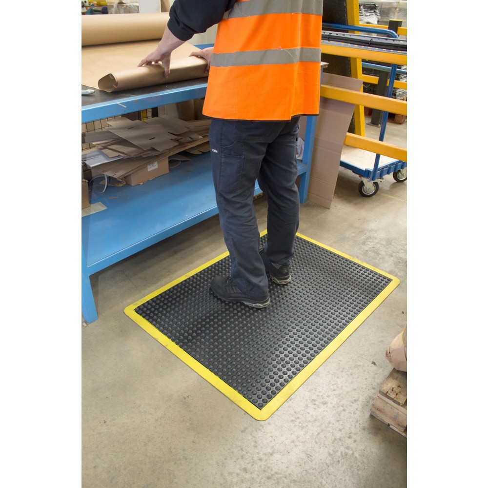 N° de l'image du produit 3 : COBA Tapis anti-fatigue Bubblemat Safety, lxP 600 x 900 mm, noir/jaune