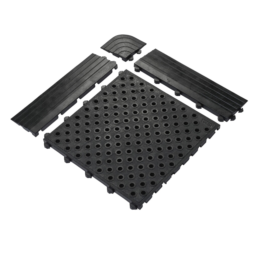 COBA Tapis anti-fatigue Fatigue Lock Premium, pièce de rebord, coin, noir Illustration du produit: COBA Tapis anti-fatigue Fatigue Lock Premium, pièce de rebord, coin, noir