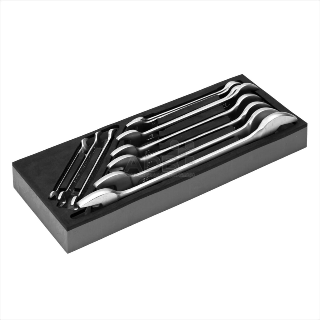 Coffret de rangement pour servante d'atelier pour jeu de 11 clés à fourche double Illustration du produit: Coffret de rangement pour servante d'atelier pour jeu de 11 clés à fourche double