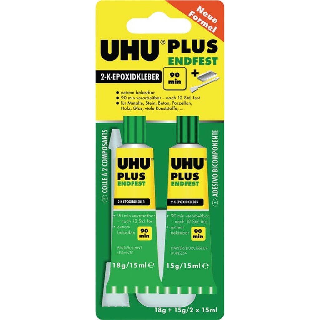 Colle époxy bi-composant PLUS ENDFEST 33 g jaunâtre tube UHU Illustration du produit: Colle époxy bi-composant PLUS ENDFEST 33 g jaunâtre tube UHU