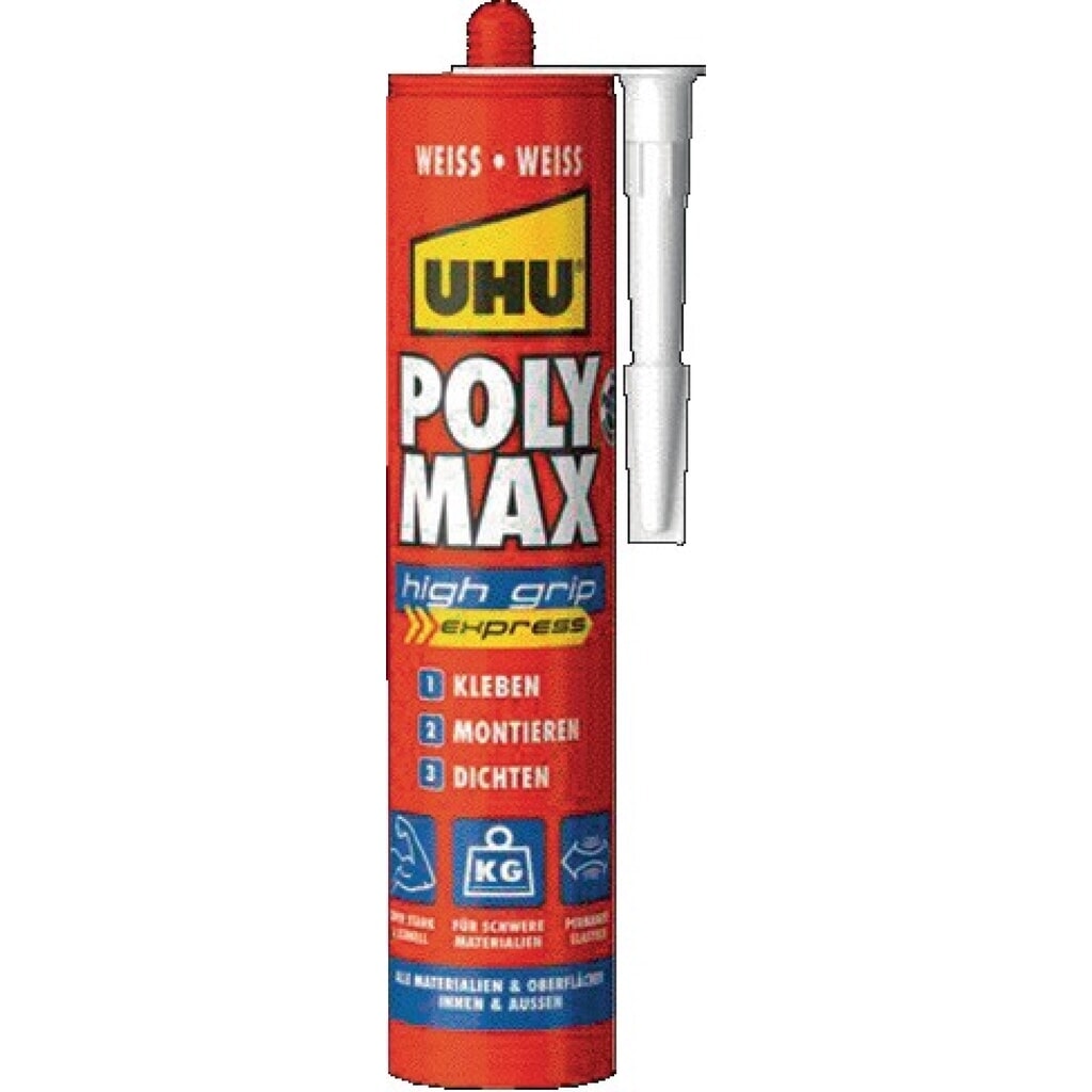 Adhésif et mastic UHU POLY MAX HIGH GRIP EXPRESS cartouche blanche 425g Illustration du produit: Adhésif et mastic UHU POLY MAX HIGH GRIP EXPRESS cartouche blanche 425g