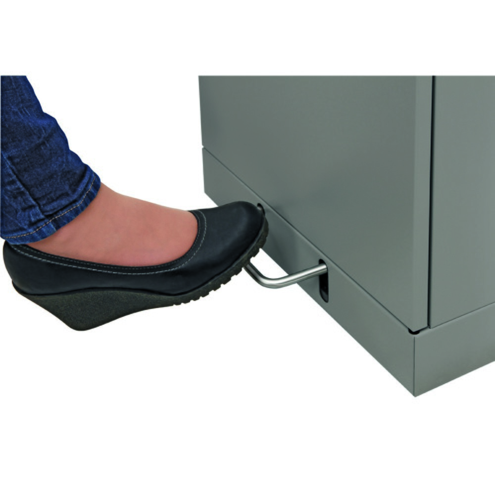 N° de l'image du produit 2 : Collecteur de matériaux stumpf® à pédale, avec support pour sacs poubelle, tôle d'acier galvanisée, 45 litres, aluminium gris