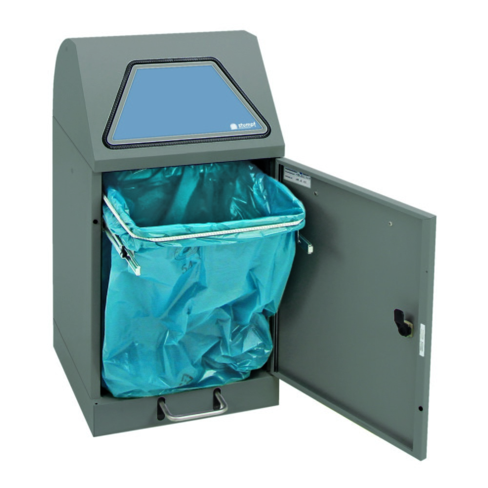N° de l'image du produit 5 : Collecteur de matériaux stumpf® à pédale, avec support pour sacs poubelle, tôle d'acier galvanisée, 45 litres, aluminium gris