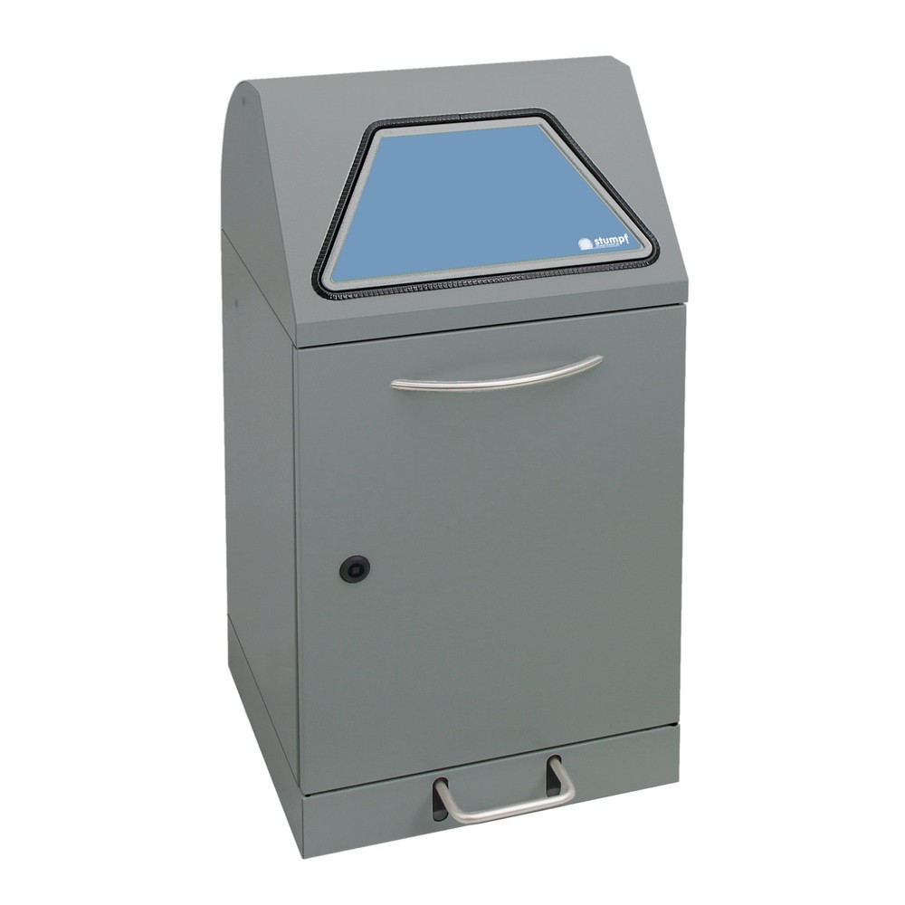 N° de l'image du produit 1 : Collecteur de matériaux stumpf® à pédale, avec support pour sacs poubelle, tôle d'acier galvanisée, 45 litres, aluminium gris