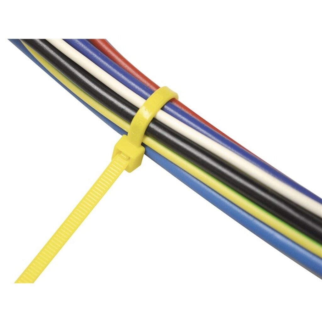 Collier de câblage longueur 280 mm largeur 4,5 mm polyamide jaune 100 pièces/sac N° de l'image du produit 2 : Collier de câblage longueur 280 mm largeur 4,5 mm polyamide jaune 100 pièces/sac