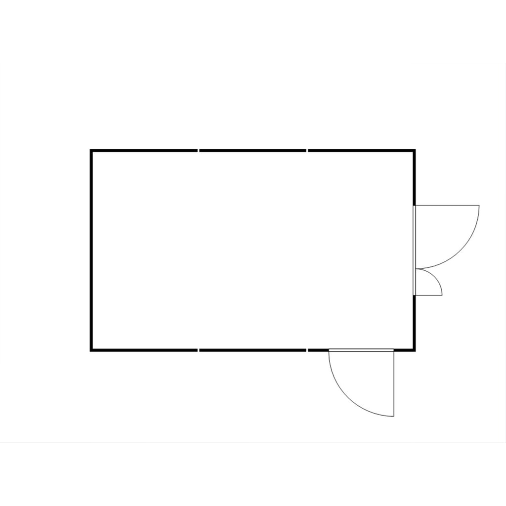 N° de l'image du produit 2 : Combinaison de conteneur à matériaux FLADAFI®, démontée, 25 m², avec plancher en bois, haut. x larg. x prof. 2 150 x 4 050 x 6 520 mm, porte à doubles battants ( division asymétrique), au centre de la face avant, porte supplémentaire