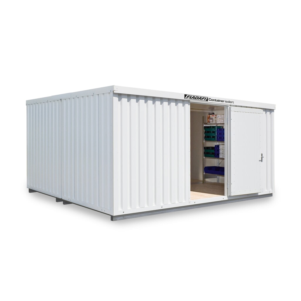 Combinaison de conteneur à matériaux FLADAFI®, isolé, 20 m², avec sol isolé, haut. x larg. x prof. 2 500 x 5 080 x 4 340 mm, porte à doubles battants (division asymétrique), centrée sur la largeur Illustration du produit: Combinaison de conteneur à matériaux FLADAFI®, isolé, 20 m², avec sol isolé, haut. x larg. x prof. 2 500 x 5 080 x 4 340 mm, porte à doubles battants (division asymétrique), centrée sur la largeur