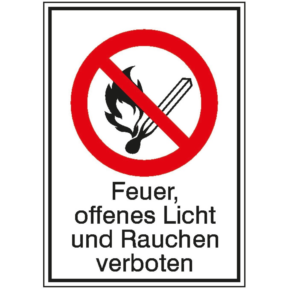 Illustration du produit: SafetyMarking® « Feu et flamme nue interdits et défense de fumer », H x l 185 x 131 mm, film
